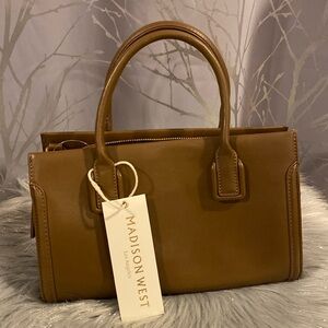 BNWT MADISON WEST Brown Faux Leather Top-Handle Crossbody Bag